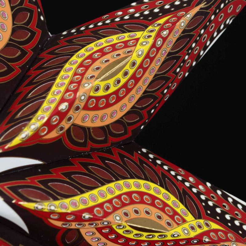 NAGA  orange goldglitter - Foldable glowing star, paper poinsettia with 7points, 60 cm